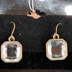 Retro Glam square cut crystal earrings in gold